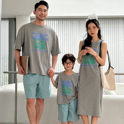 字母背心長裙T恤親子裝1