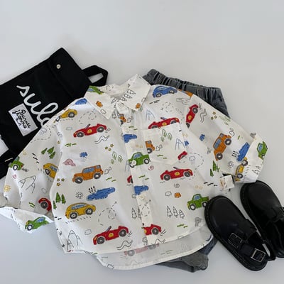 繽紛卡通小汽車襯衫1