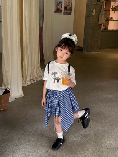 不規則格子襯衫短裙2