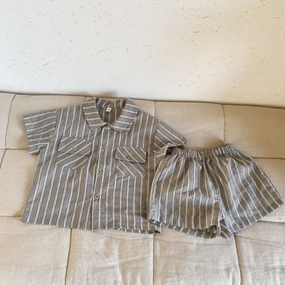 無印風條紋襯衫/吊帶裙6