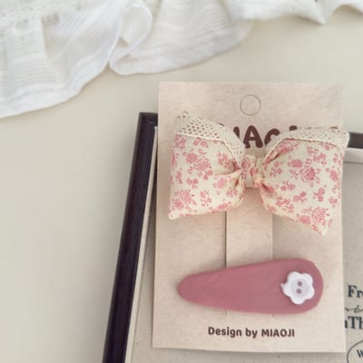 甜美粉色碎花髮夾7