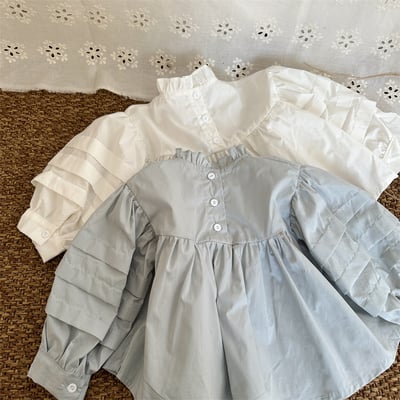 花邊立領蓬袖娃娃上衣5