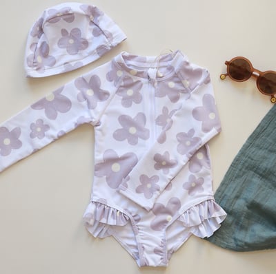 女童長袖拉鍊泳衣含帽3