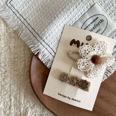 米白系蕾絲蝴蝶結髮夾6