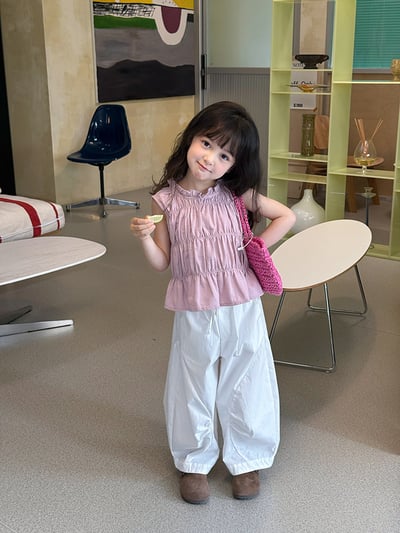 甜美皺褶花邊立領背心2