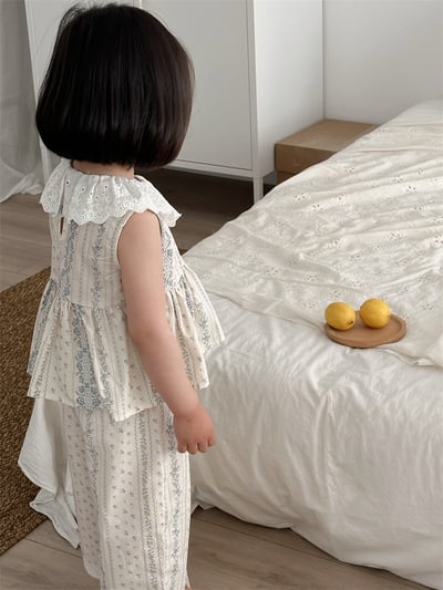 清新小碎花蕾絲領兩件套裝4