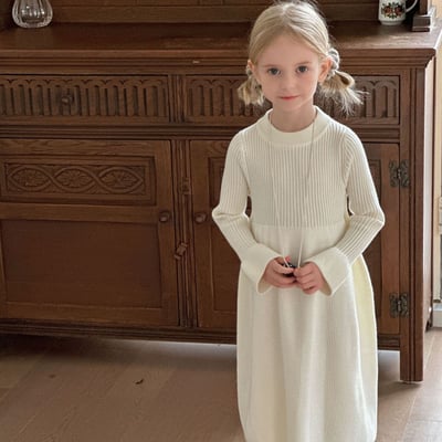 針織坑條連身裙1