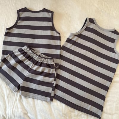 條紋無袖連身裙套裝7