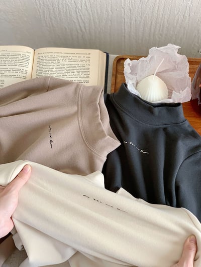 半高領磨毛打底上衣8