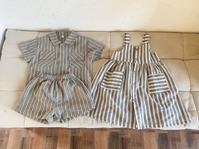 無印風條紋襯衫/吊帶裙7