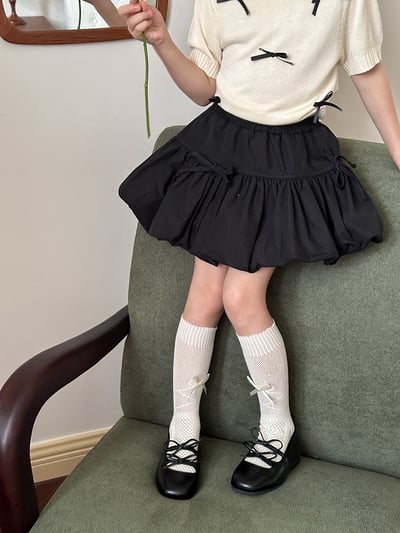 蝴蝶結花苞短褲裙5