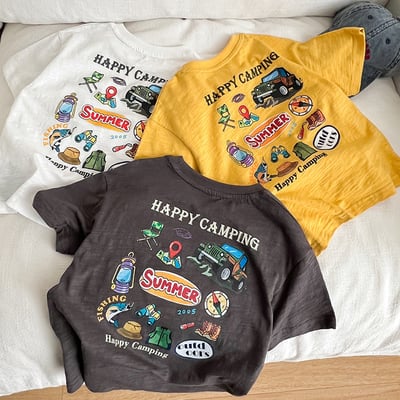 竹節棉字母卡通T恤1