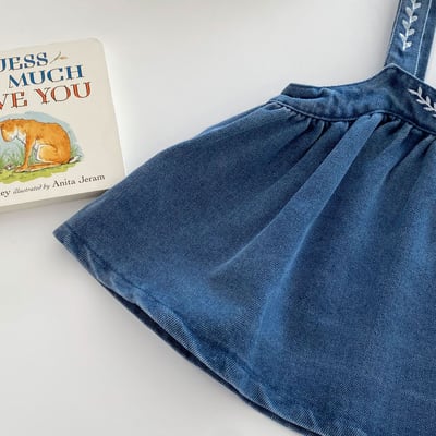 刺繡牛仔吊帶裙-尺寸11011