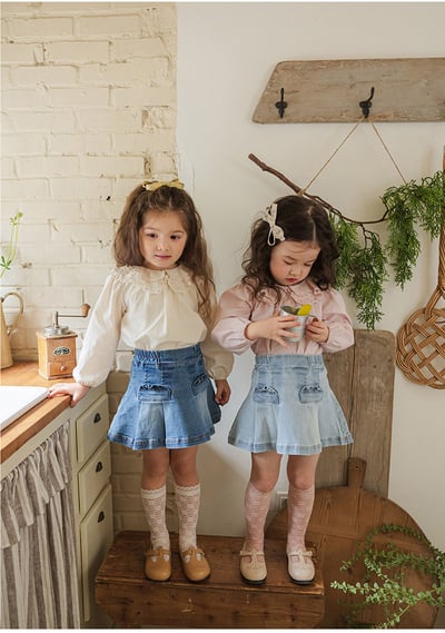 可愛壓褶牛仔短裙2