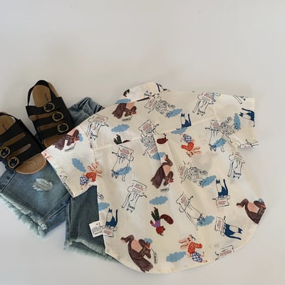 動物塗鴉花襯衫2