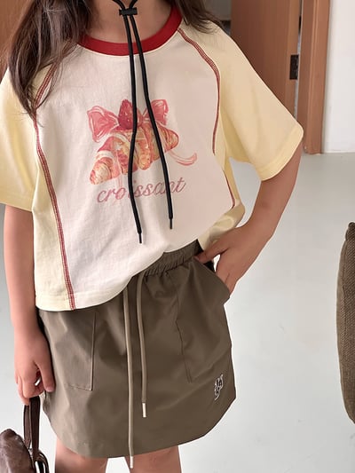 撞色拼袖甜點短版上衣5