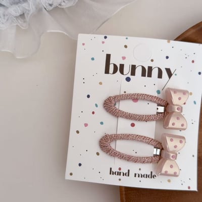 玫瑰粉波點髮飾5