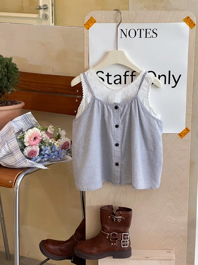 疊穿格子吊帶背心兩件套裝4