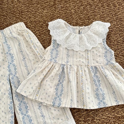 清新小碎花蕾絲領兩件套裝5