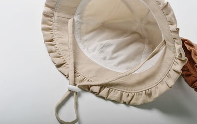 可愛皺褶抽繩帽6