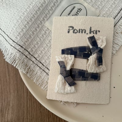 灰藍系格紋髮夾7