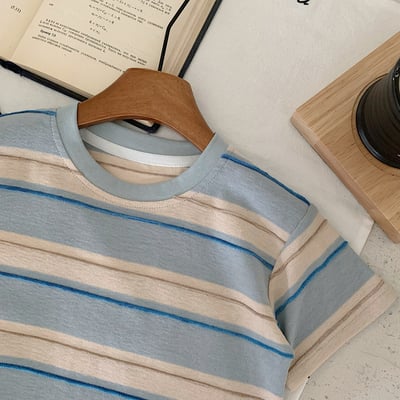 立體線條條紋T恤4