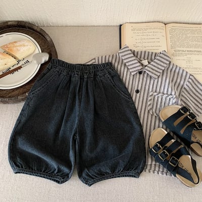 黑色牛仔七分褲1