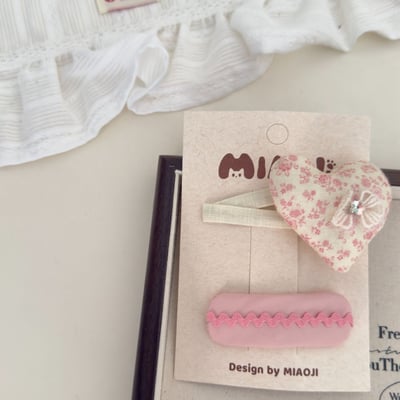 甜美粉色碎花髮夾6