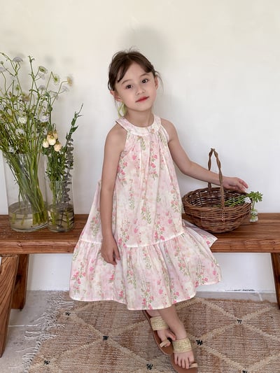 氣質碎花掛脖公主洋裝3