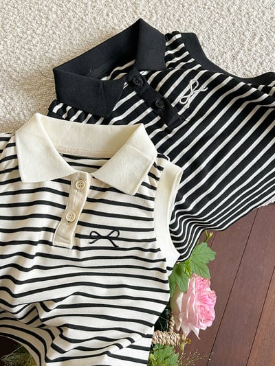 條紋無袖POLO上衣2