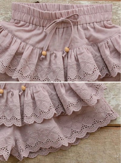 甜美雙層簍空蕾絲短褲裙7