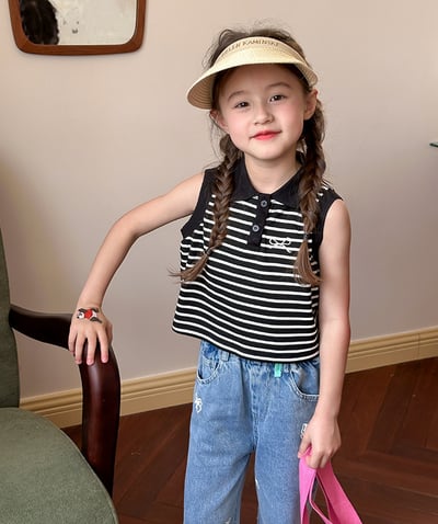 條紋無袖POLO上衣5