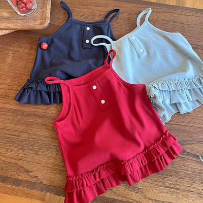 彈力羅紋花邊背心1