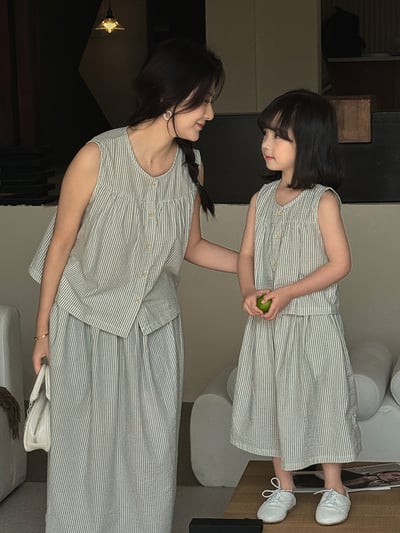 清新條紋親子套裝5