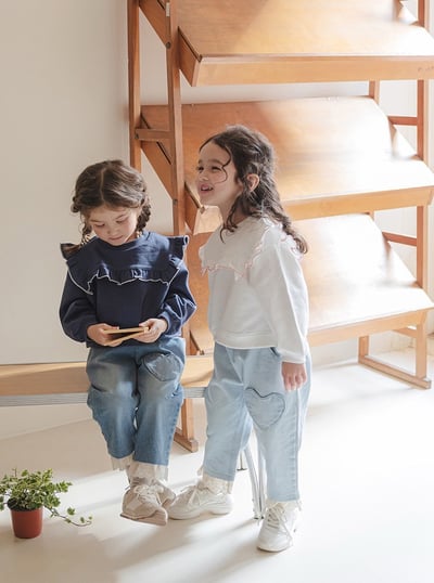 愛心蕾絲花邊柔軟牛仔褲5