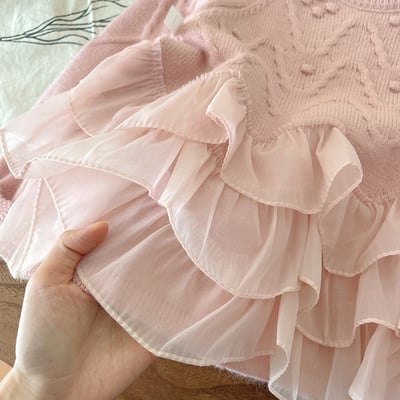 蛋糕層次花邊針織衣7