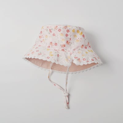 蕾絲粉色小花雙面漁夫帽6