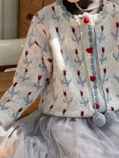 小花朵勾花毛衣小外套6