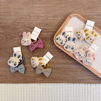 針織蝴蝶結小兔髮圈1