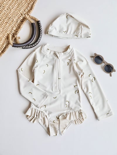 女童長袖拉鍊泳衣含帽6