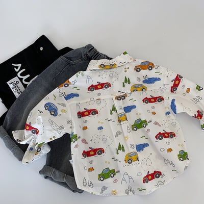 繽紛卡通小汽車襯衫3