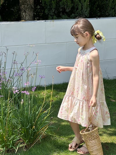 氣質碎花掛脖公主洋裝4