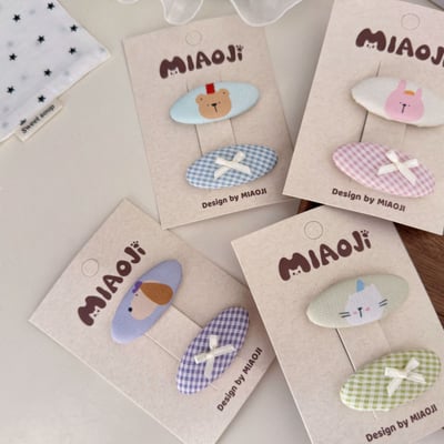 可愛小動物格紋髮夾1