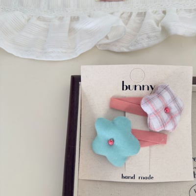 撞色格紋布藝髮飾4