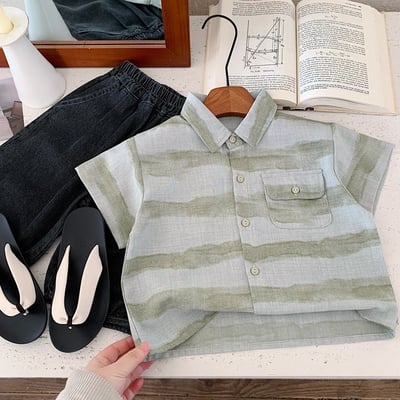 渲染條紋透氣襯衫1