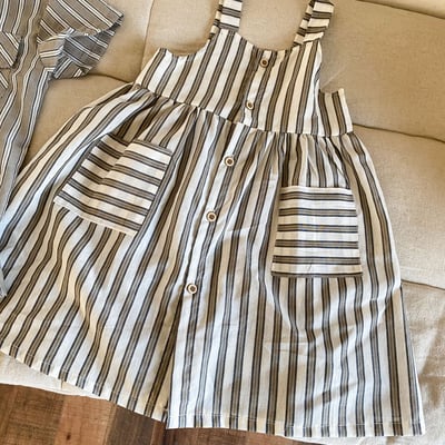 無印風條紋襯衫/吊帶裙9