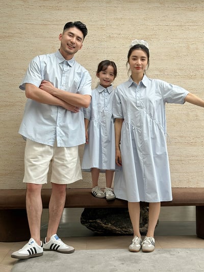 淡藍襯衫系親子裝6