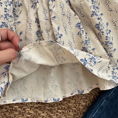 碎花立領花邊娃娃上衣4