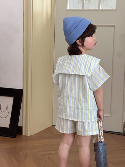 條紋翻領洋裝/套裝5