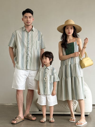 度假風碎花拼布親子裝5